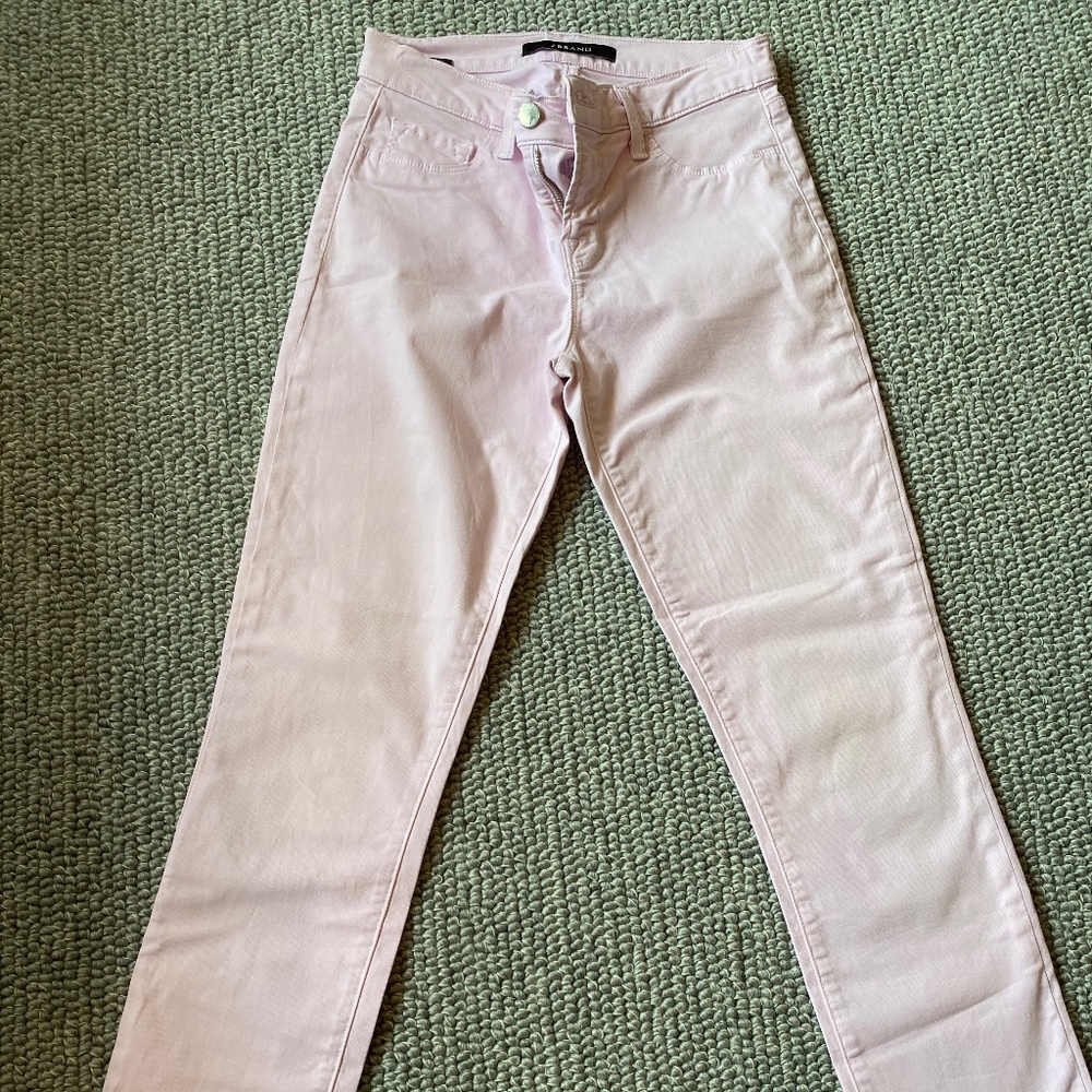 J Brand Japanese Luxe Twill Pink Cropped Rail